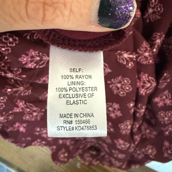 NWT Market & Spruce Caren Smocked Dress Burgundy Sz 12 Floral - Picture 8 of 10